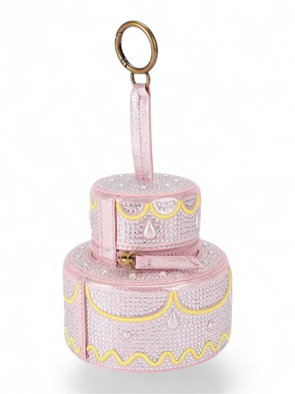 ✨💎VIRAL💎✨ NWT KURT GEIGER Pave Crystal Pink Cake-Shape Micro Bag Charm w/Dusty - Picture 4 of 6